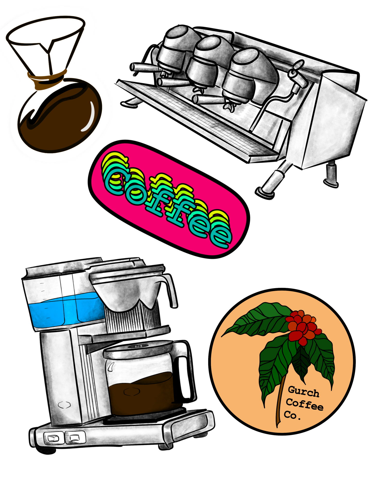 Coffee Themed Sticker Bundle